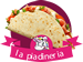 Logo di una piadineria con un unicorno e una piadina farcita.